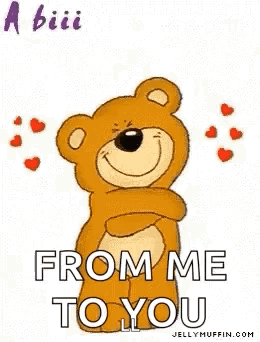Teddy Bear Hugging with Hearts