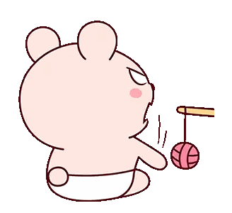 Teddy Bear in Diaper Playing with Yarn