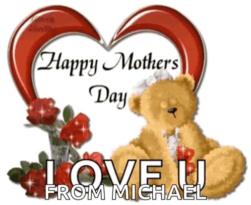Teddy Bear in Front of Heart Says Happy Mother's Day