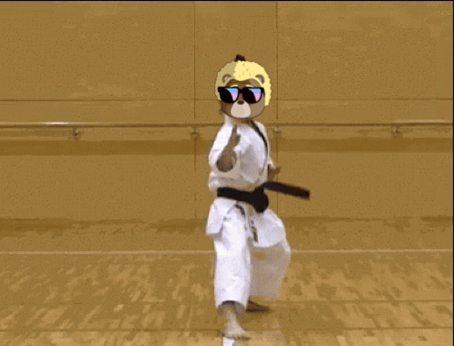 Teddy Bear in Karate Uniform and Sunglasses