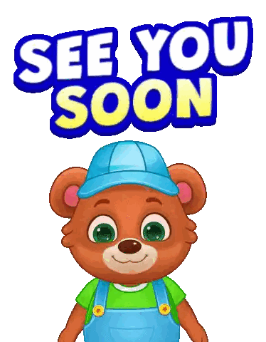 Teddy Bear In Overalls And Blue Hat See You Soon