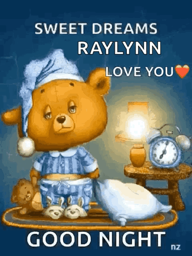 Teddy Bear in Pajamas with Good Night Message
