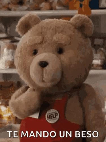 Teddy Bear in Red Apron Te Mando Un Beso