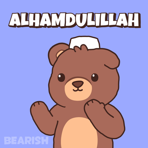Teddy Bear In White Hat Saying Alhamdulillah GIF