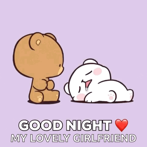 Teddy Bear Kissing Another Teddy Bear Saying Good Night My Lovely Girlfriend