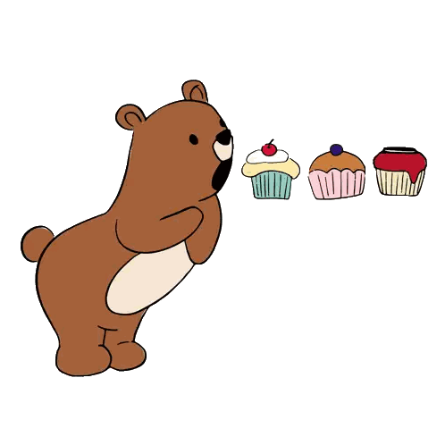 Teddy Bear Looking at Cupcakes