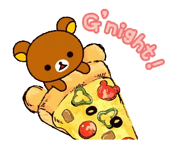 Teddy Bear Lying on Pizza With Go Night