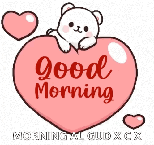 Teddy Bear on Pink Heart Good Morning