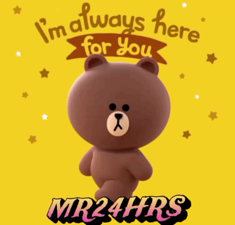 Teddy Bear On Yellow Background Says I'm Always Here For You GIF