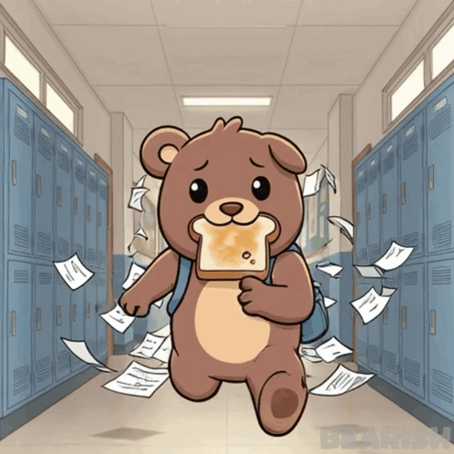 Teddy Bear Running With Toast