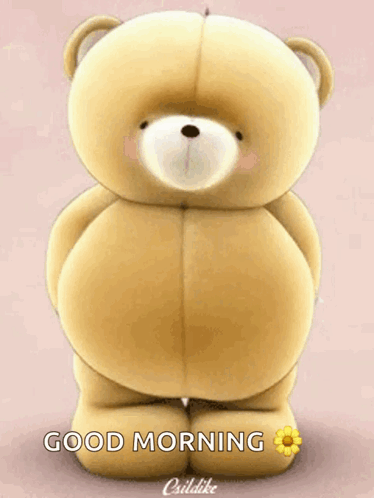 Teddy Bear Saying Good Morning With Flower