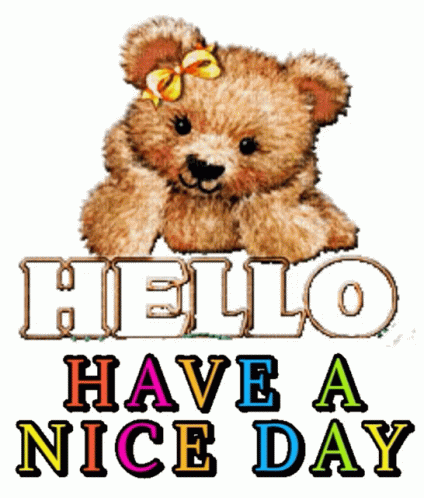 Teddy Bear Saying Hello Have a Nice Day