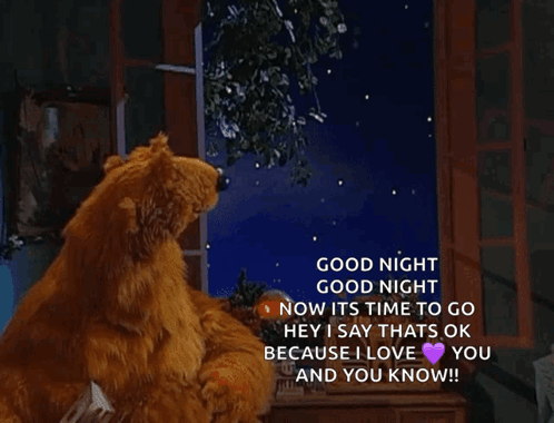 Teddy Bear Says Good Night Now It's Time to Go I Love You
