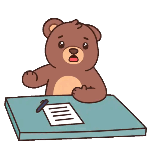 Teddy Bear Sitting at Desk with Pen