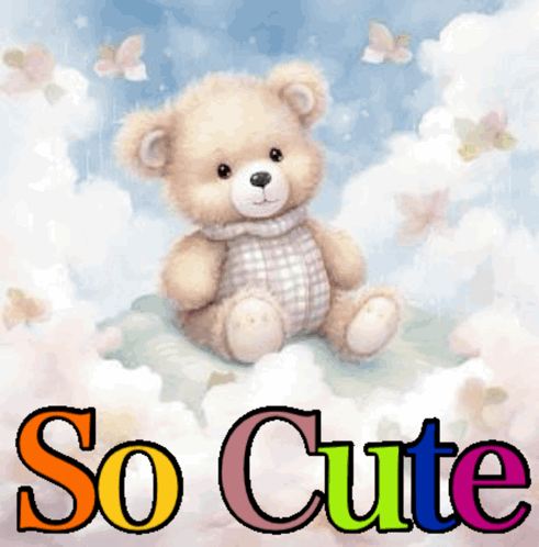 Teddy Bear Sitting in Clouds So Cute