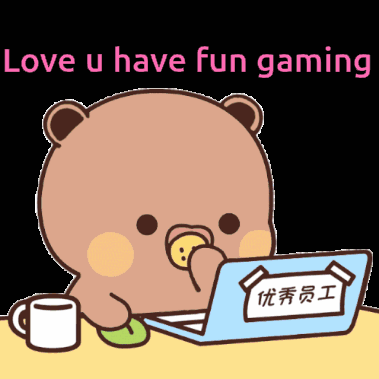 Teddy Bear Sitting in Front of Laptop Love U Have Fun Gaming