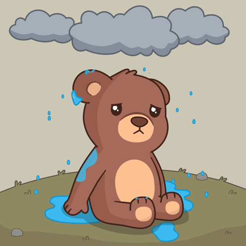 Teddy Bear Sitting in Puddle