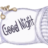 Teddy Bear Sitting on Good Night Pillow