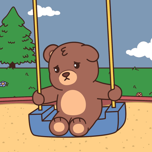 Teddy Bear Sitting on Swing with E