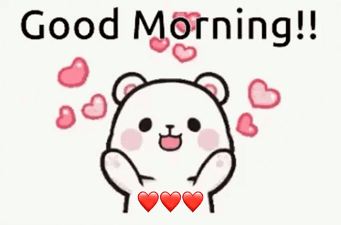 Teddy Bear Surrounded by Hearts Saying Good Morning