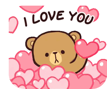 Teddy Bear Surrounded by Pink Hearts I Love You