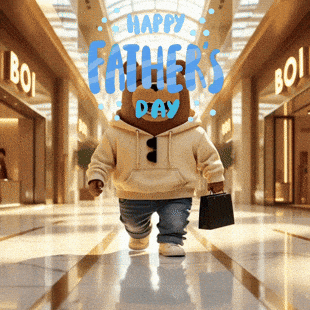 Teddy Bear Walking Down Hallway Happy Father's Day