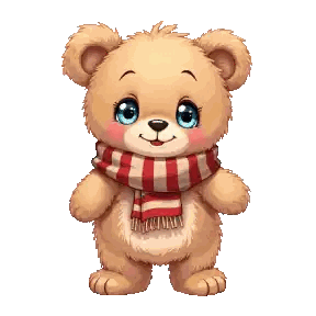 Teddy Bear with Blue Eyes and Scarf