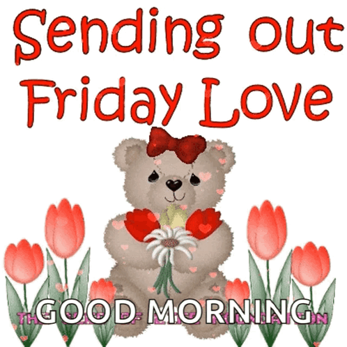 Teddy Bear With Bouquet Sending Out Friday Love
