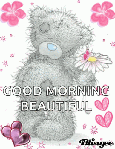 Teddy Bear With Flower Good Morning Beautiful