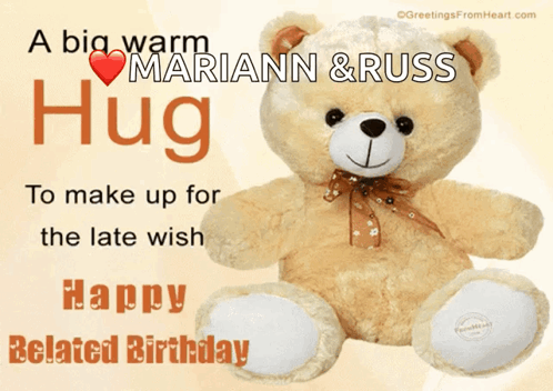 Teddy Bear With Happy Belated Birthday GIF