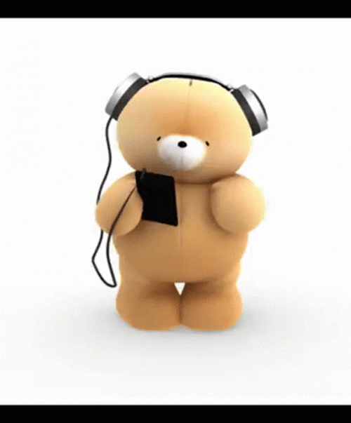 Teddy Bear With Headphone GIF