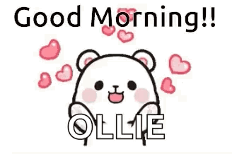 Teddy Bear With Hearts Saying Good Morning Ollie GIF