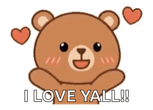 Teddy Bear With Hearts Saying I Love Yall