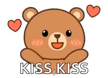 Teddy Bear With Hearts Saying Kiss Kiss GIF