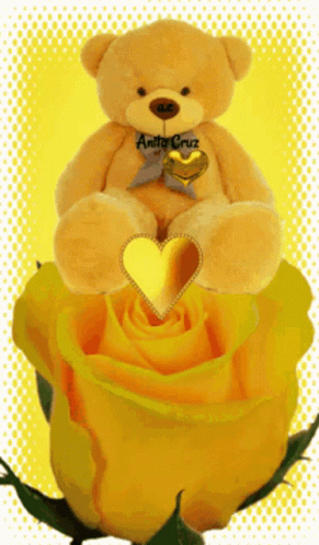Teddy Bear Yellow Rosas GIF