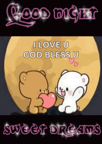 Teddy Bears Holding Heart Good Night GIF