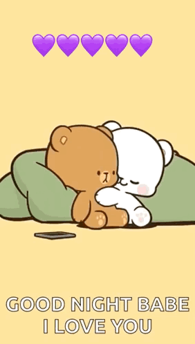 Teddy Bears Hugging Purple Hearts From Mouths GIF