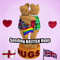 Teddy Bears Hugging Sending British Hugs