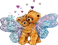 Teddy Bears Hugging with Butterfly Wings