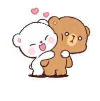 Teddy Bears Hugging With Flying Hearts