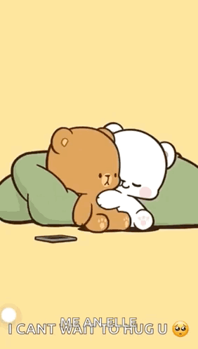 Teddy Bears Hugging With Hearts GIF