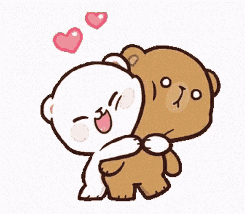 Teddy Bears Hugging With Hearts