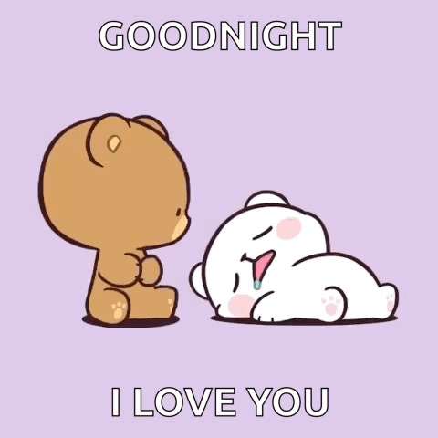 Teddy Bears Kissing Goodnight I Love You GIF