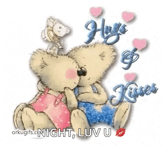 Teddy Bears Kissing With Hearts GIF