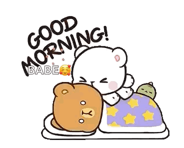 Teddy Bears Laying on Bed Saying Good Morning Babe