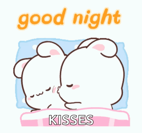 Teddy Bears Laying Together Good Night Kisses