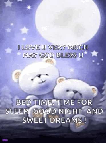 Teddy Bears Sitting Near Full Moon GIF