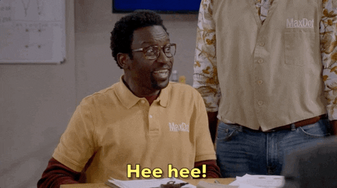 Tee Hee Cackling Black Guy In Yellow Tee GIF
