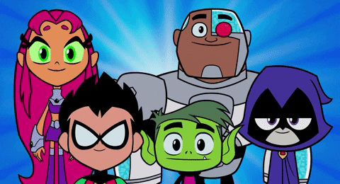 Teen Titans Go Characters Simultaneously Smile GIF