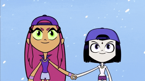 Teen Titans Go Starfire With Cloakless Raven GIF